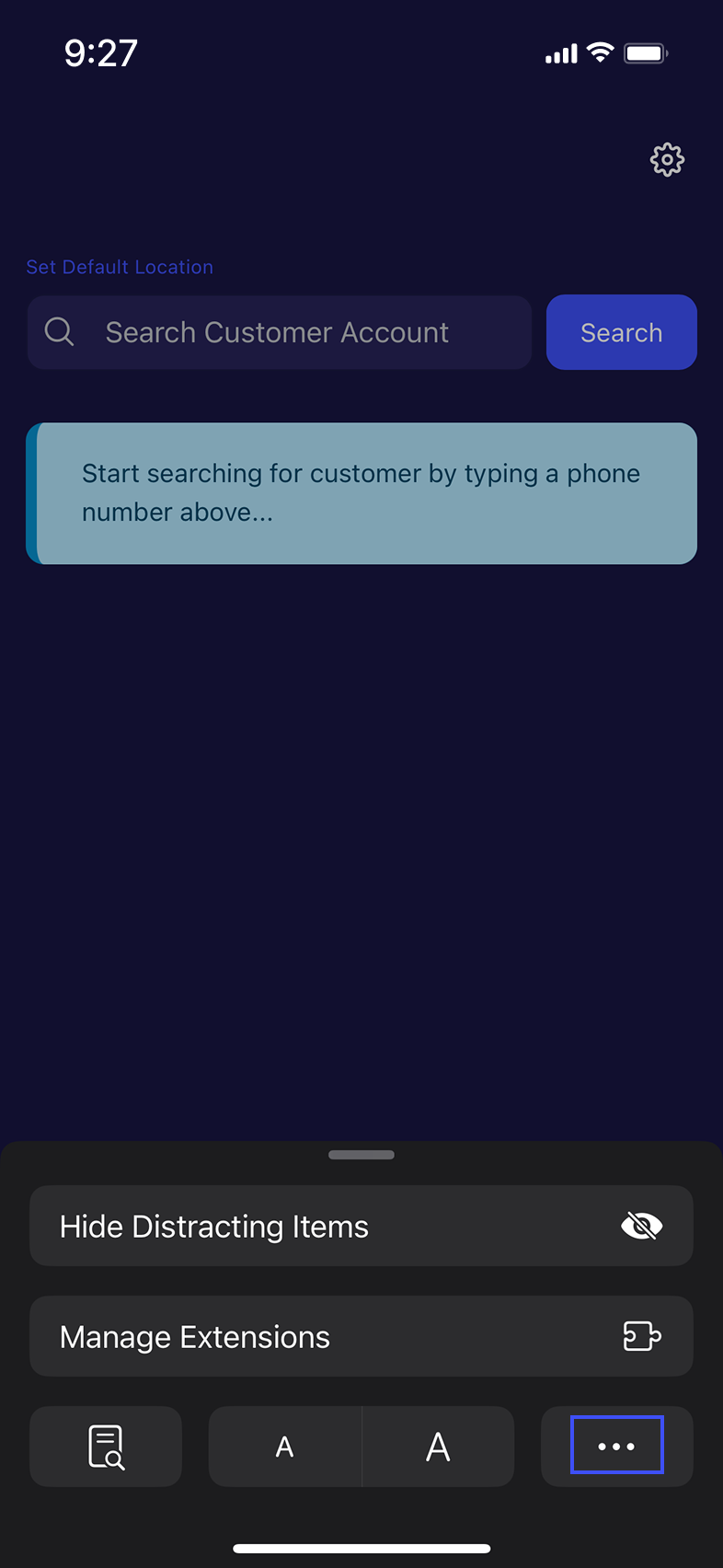 Tap Website Settings from the dropdown menu